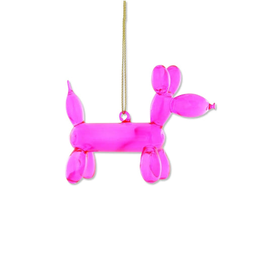 Pink Balloon Dog Glass Ornament - - Ornament