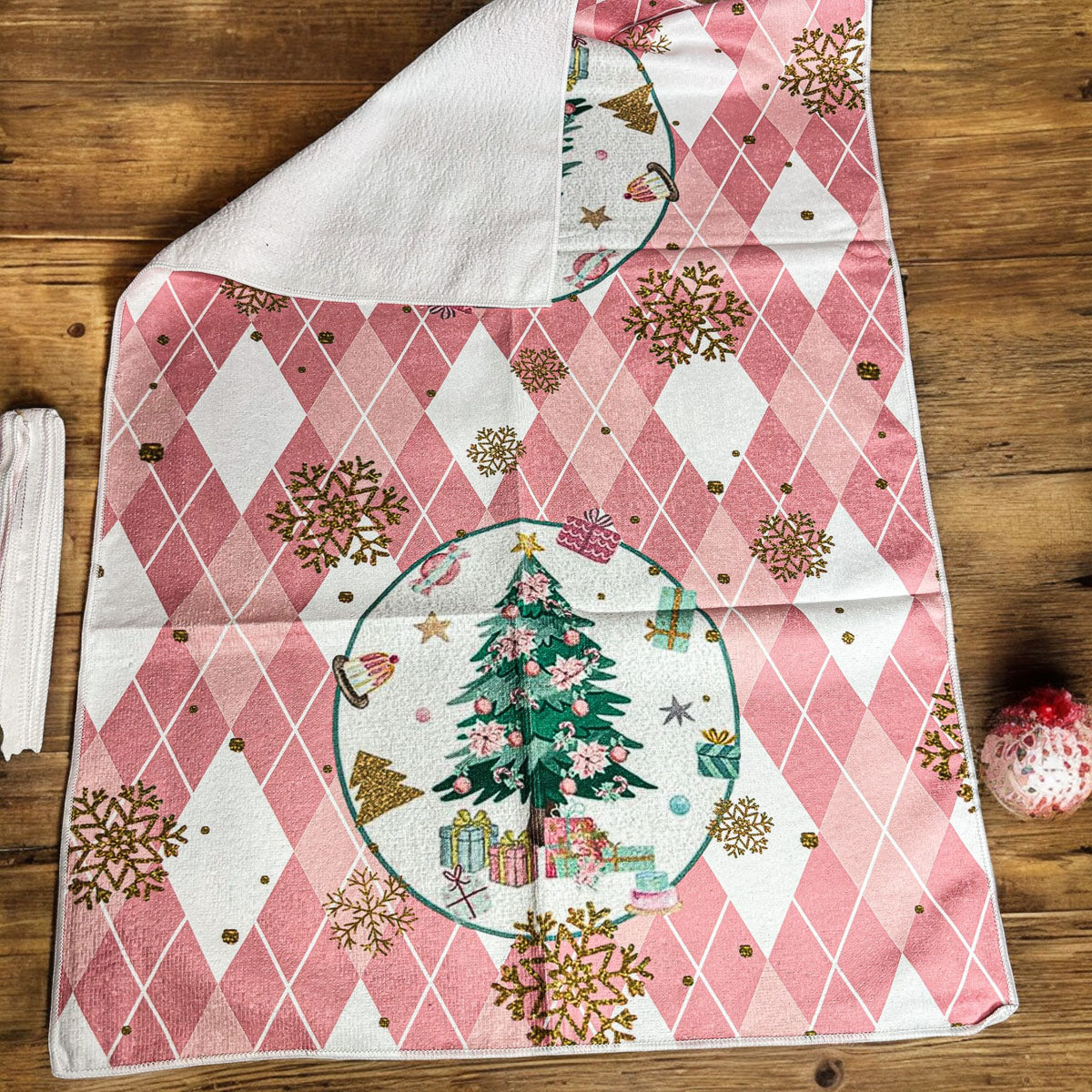 Pink Christmas Dish Towels Set - Absorbent Quick-Dry Cotton Kitchen Towels - - Christmas