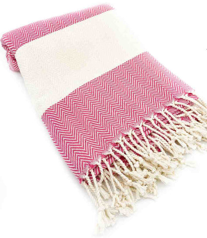 Herringbone Turkish Towel - Hot Pink - Towels