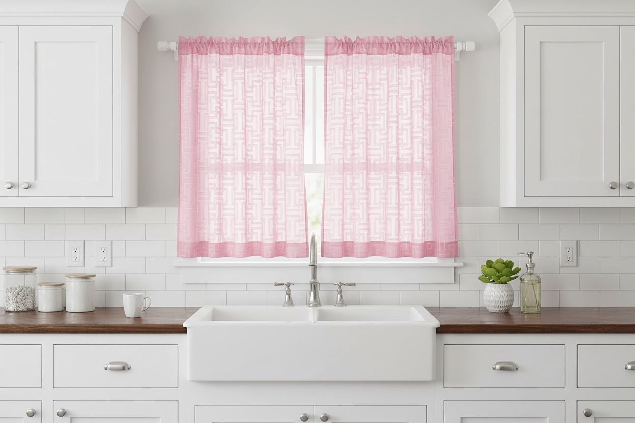Pink Light Filtering Textured Curtain Set - - curtains