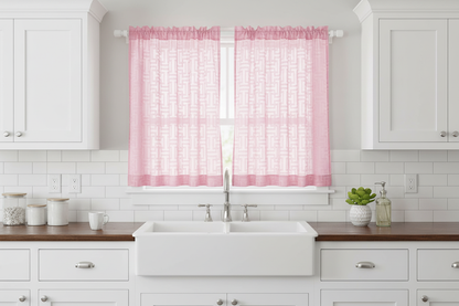 Pink Light Filtering Textured Curtain Set - - curtains
