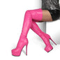 Pink Patent Platform High Heel Boots- Royalessencelux- {{Product type}}