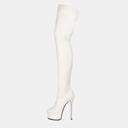 Pink Patent Platform High Heel Boots- Royalessencelux- {{Product type}}