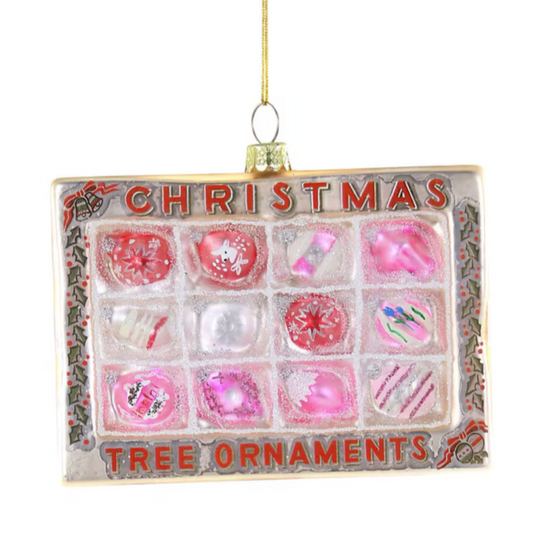 Box of Pink Vintage XMAS Ornaments Glass Christmas Ornament - - Holiday Ornaments
