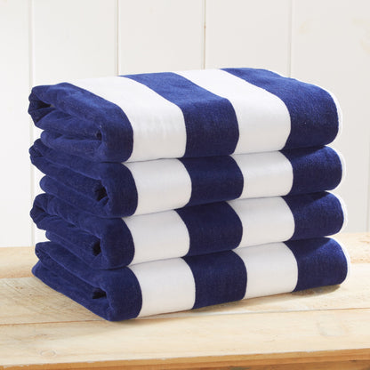 Cotton Velour Cabana Stripe Beach Towel - Novia Collection - -