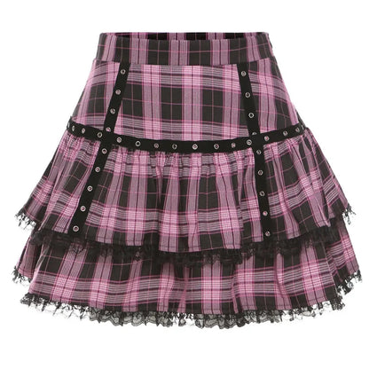 Lolita Plaid Mini Skirt – Gothic Harajuku - Multicolor - Skirts