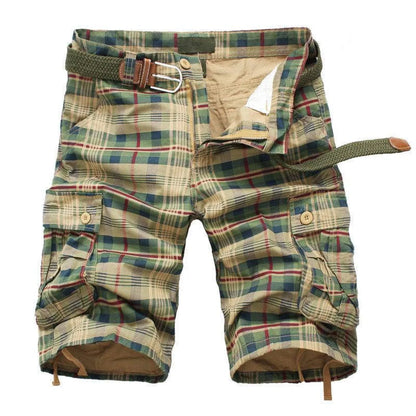 Plaid Patterned Cargo Shorts - -