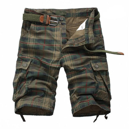 Plaid Patterned Cargo Shorts - -
