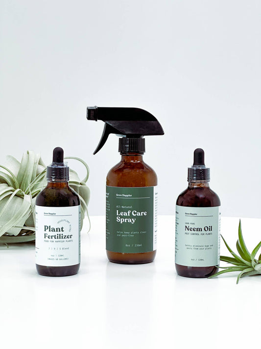 Plant Care Bundle - Neem Oil, Fertilizer, Leaf Spray - - Garden Supplies