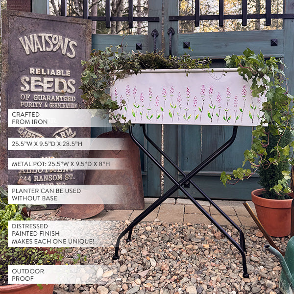 Outdoor Floral Oval Metal Plant Stand - - Sale