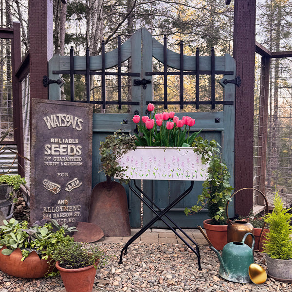 Outdoor Floral Oval Metal Plant Stand - - Sale