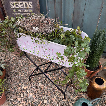 Outdoor Floral Oval Metal Plant Stand - - Sale