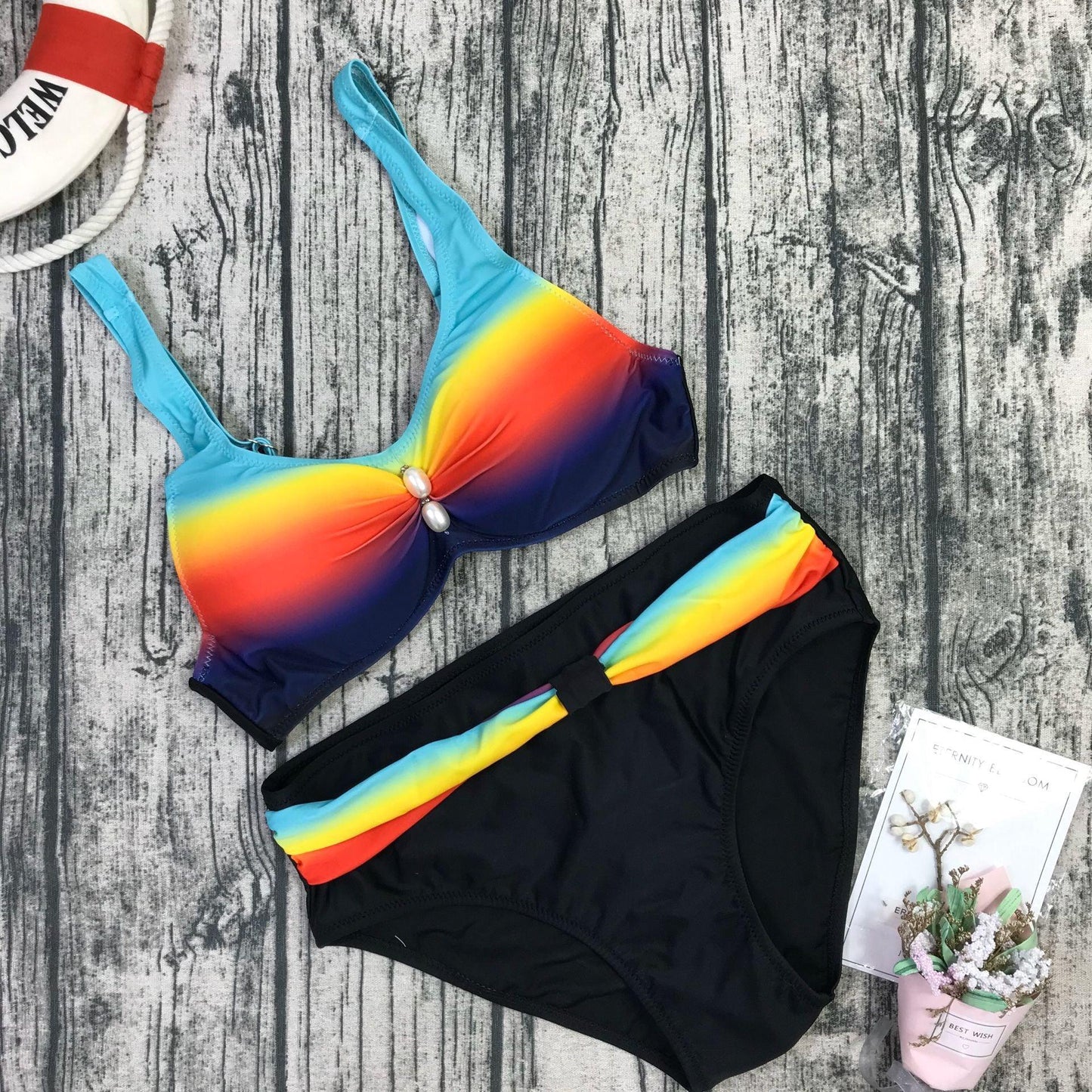 Plus Size Neon Striped Bikini Set Push Up Women High Waist Bikini Set Halter Two Piece Bathing Suits Crisscross Tummy Control Swimsuit Push Up Swimwear Women High Waist Halter Beach Swimwear Retro Bathing Suit Swimming Suit - - STBK233XHO