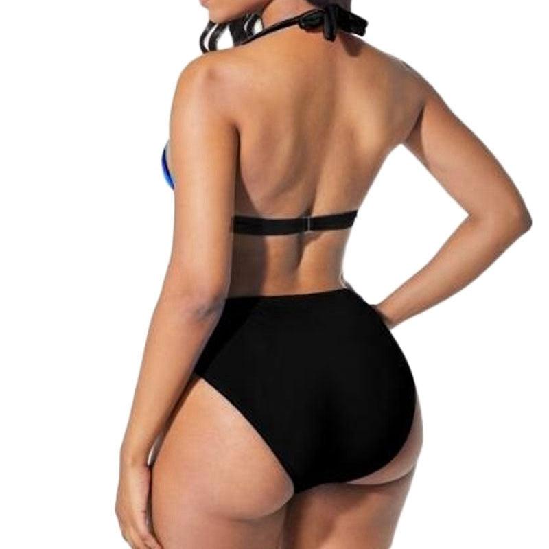 Plus Size Neon Striped Bikini Set Push Up Women High Waist Bikini Set Halter Two Piece Bathing Suits Crisscross Tummy Control Swimsuit Push Up Swimwear Women High Waist Halter Beach Swimwear Retro Bathing Suit Swimming Suit - - STBK233XHO