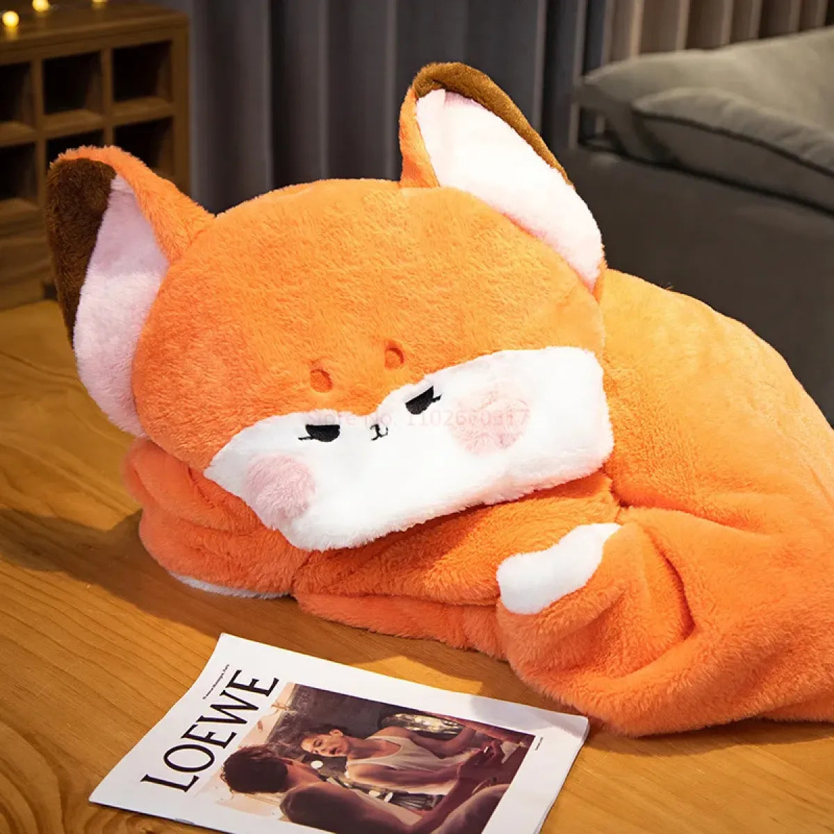Kawaii Fox Plush Blanket Robe - -