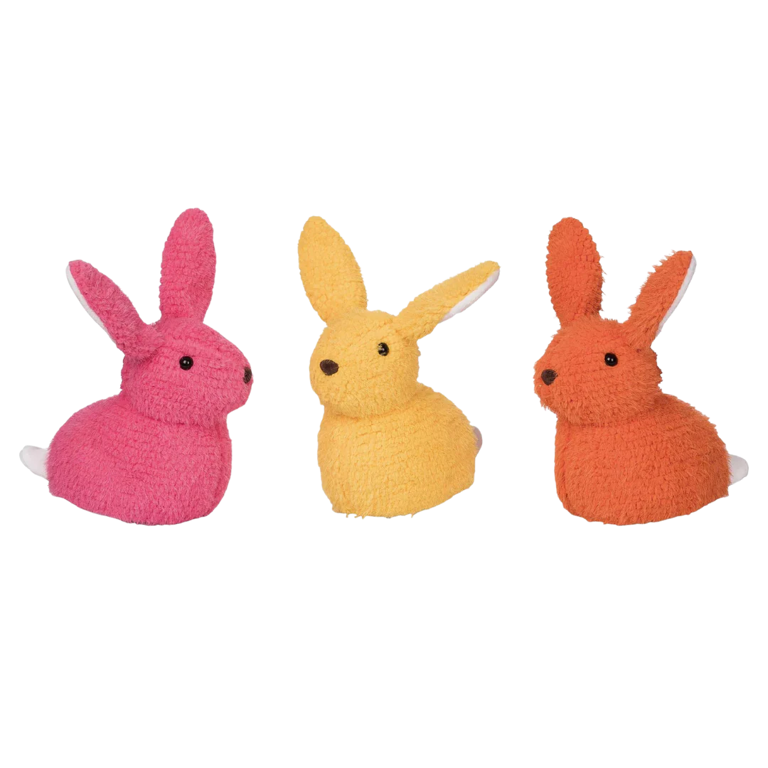 Plush Bright Crouching Bunny Doorstop | 3 Colors - - Spring