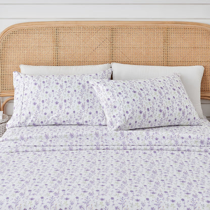 Watercolor Floral Sheet Set - Delia Collection - Colorful Floral - Lavender - Sheets