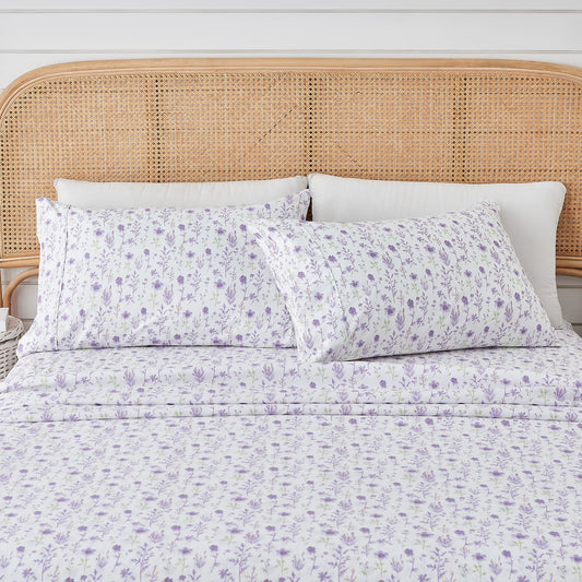 Watercolor Floral Sheet Set - Delia Collection - Colorful Floral - Lavender - Sheets