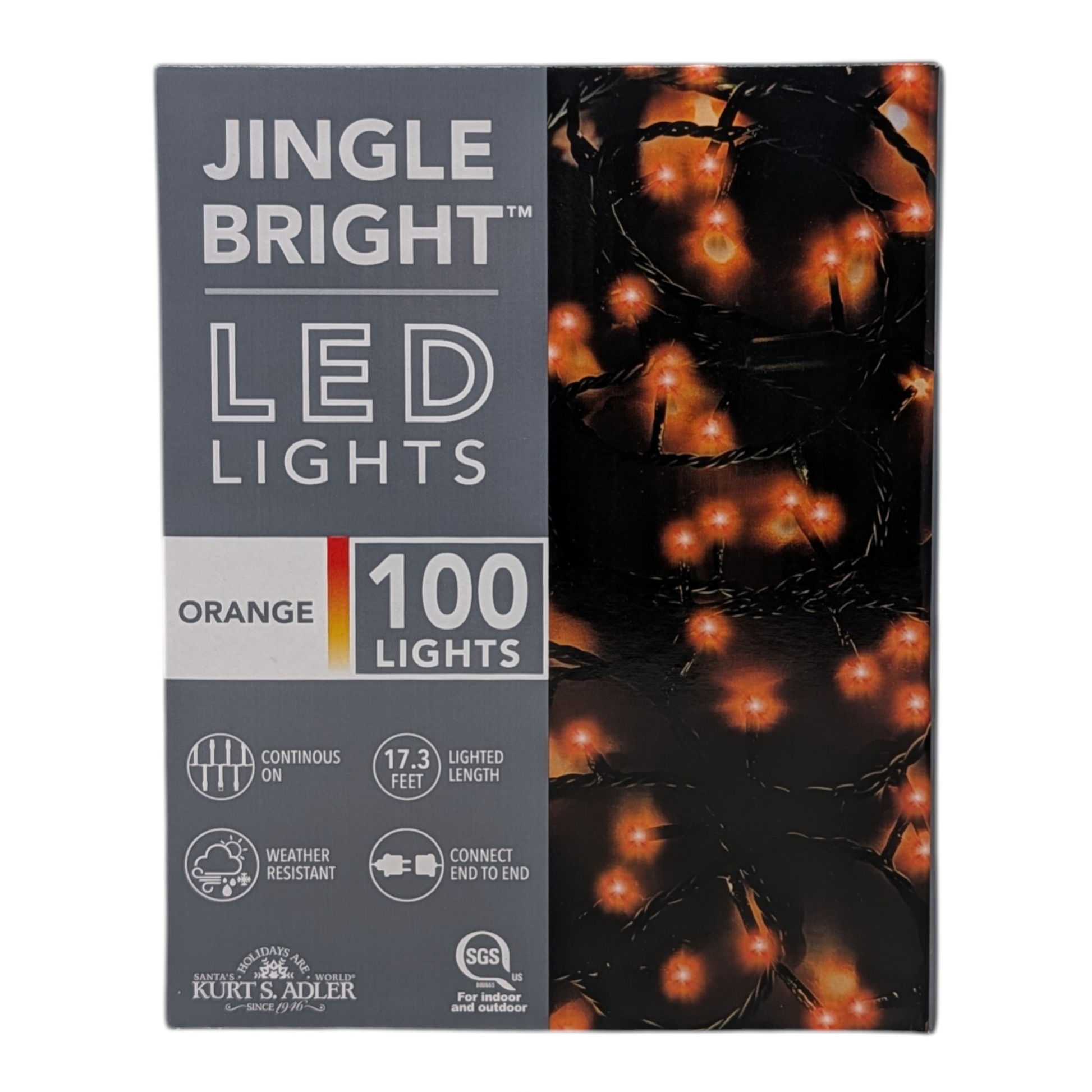 Jingle Bright 100 LED Light Set - Orange - Green Wire - Default Title - Christmas >> Lighting