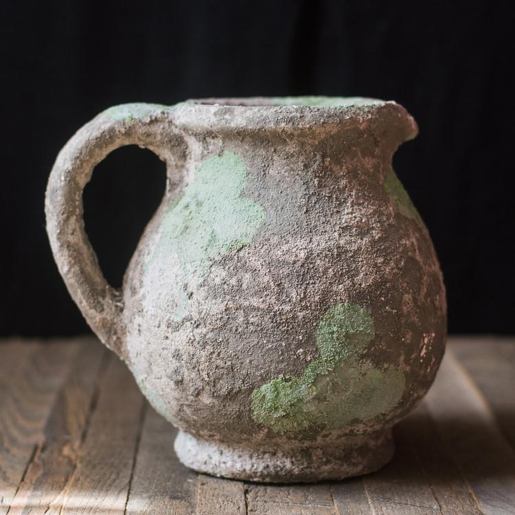 Pompeii Cement Floral Jar - -