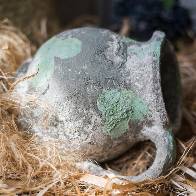 Pompeii Cement Floral Jar - -