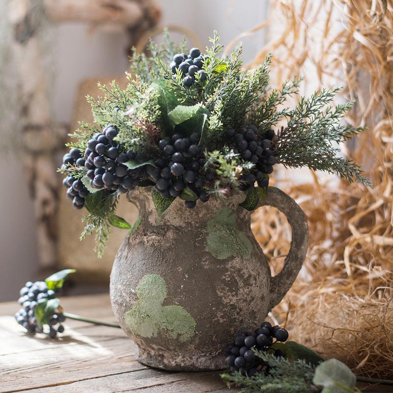 Pompeii Cement Floral Jar - -
