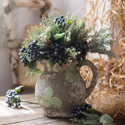 Pompeii Cement Floral Jar - -