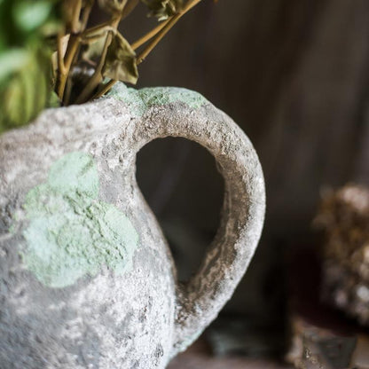 Pompeii Cement Floral Jar - -