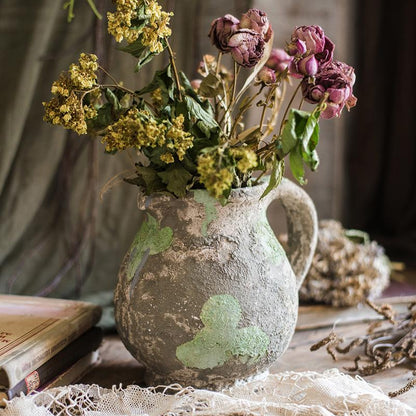 Pompeii Cement Floral Jar - -