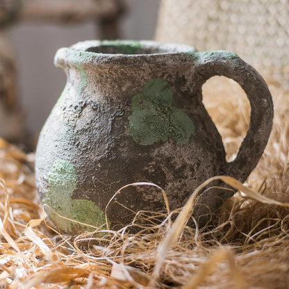 Pompeii Cement Floral Jar - -