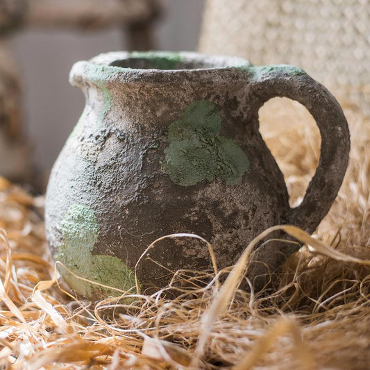 Pompeii Cement Floral Jar - - vase