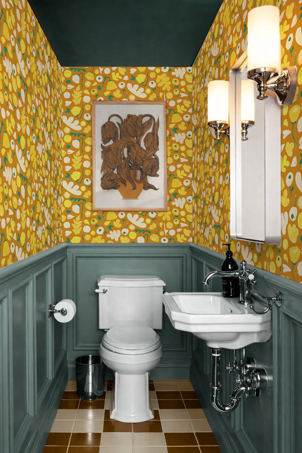 Henri Floral Wallpaper, marigold- Samantha Santana Creative- {{Product type}}