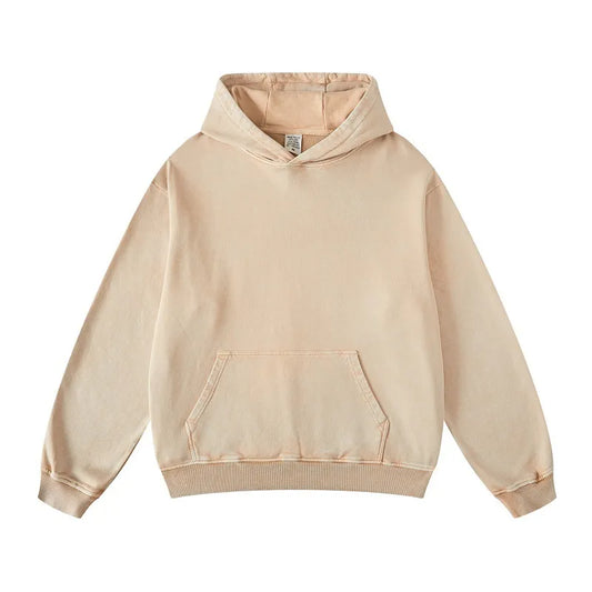 Thickened Washed Old Gradient Solid Color Batik Hooded Sweater For Men - Kia Day Design