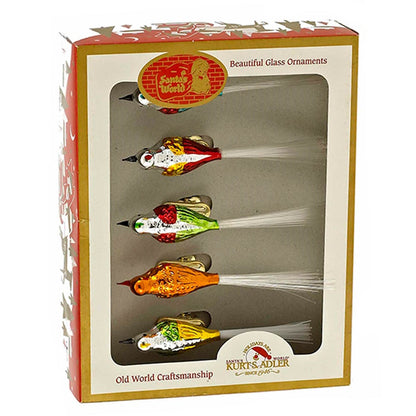 Colorful Glass Bird Clip-On Ornaments - 5 Piece Set - - Christmas >> Ornaments >> Birds