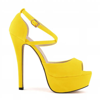 High Heel Nightclub Sandals - Yellow 37 - heels