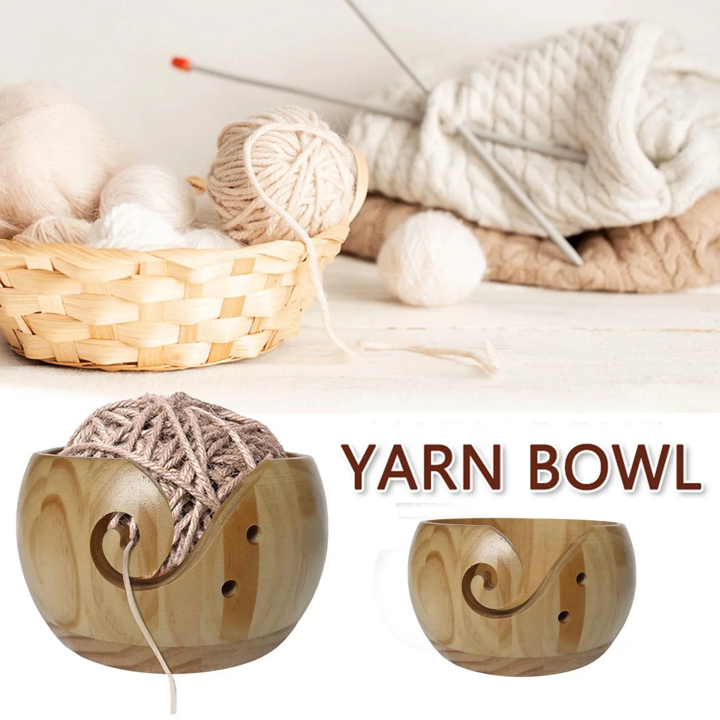 Natural Wooden Yarn Bowl