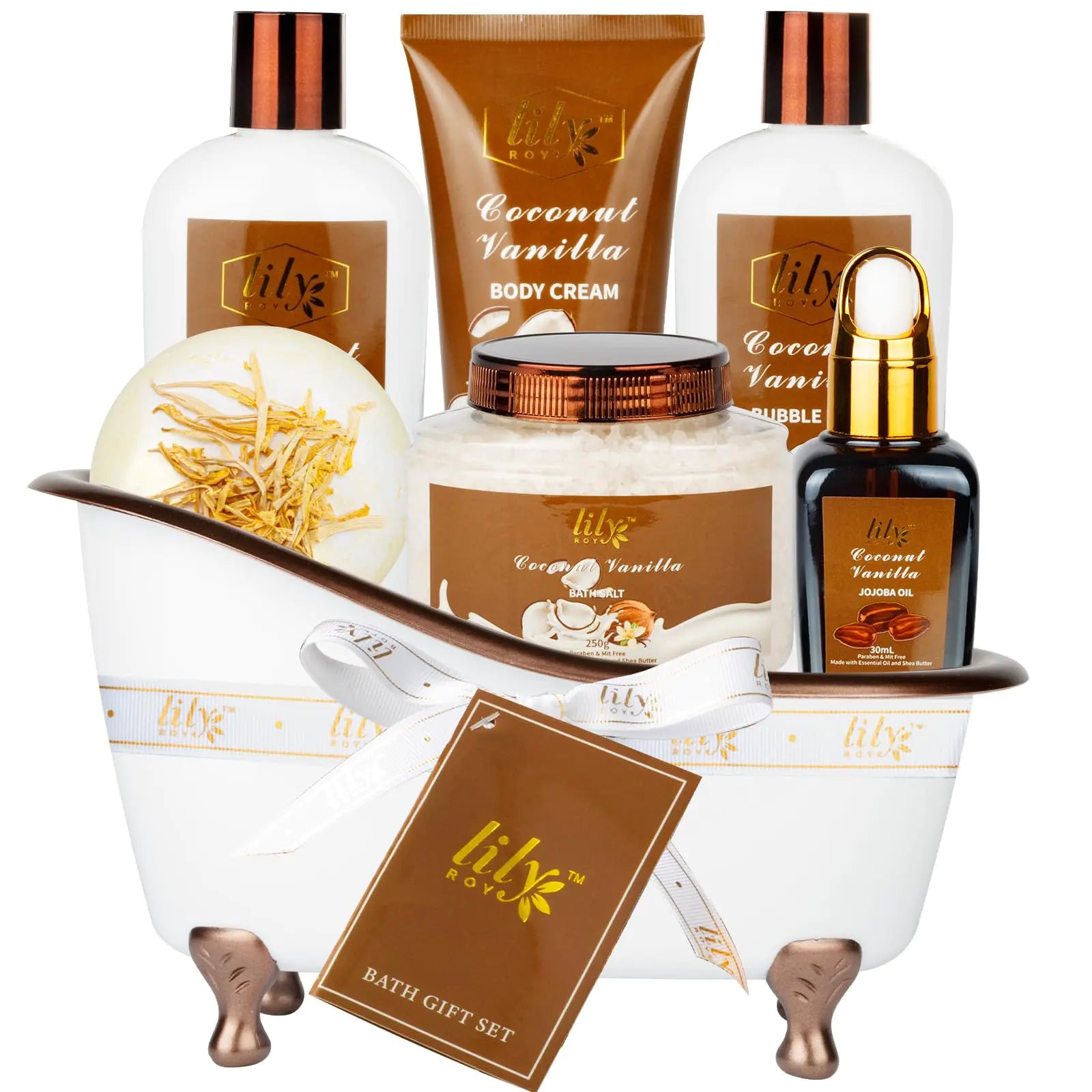 Spa Gift Tub Set Bath and Body Gift Sets for Women Valentines Day Gifts Coconut Vanilla Mom Birthday Gifts Christmas Gift Spa Bath Gifts for Men Spa Kit Perfume Self Skin Care for Fathers Mothers Day Kia Day Design