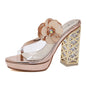 Flower Womens Thick Heel High Heel Sandals - off white - sandals