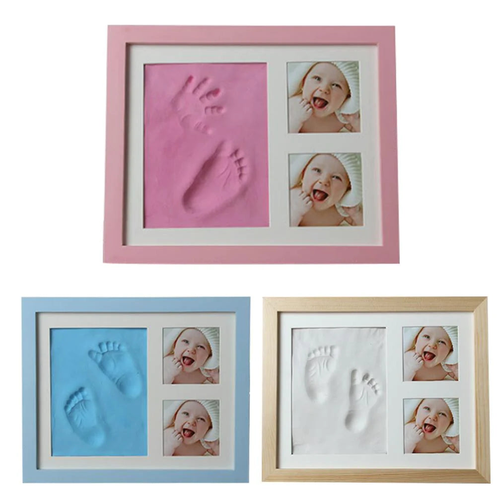 Cherished Moments: Baby Hand & Footprint Kit with Solid Wooden Frame