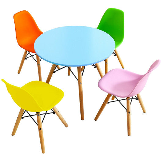 5 Pieces Kids Colorful Set with 4 Armless Chairs-Multicolor - - Home & Garden