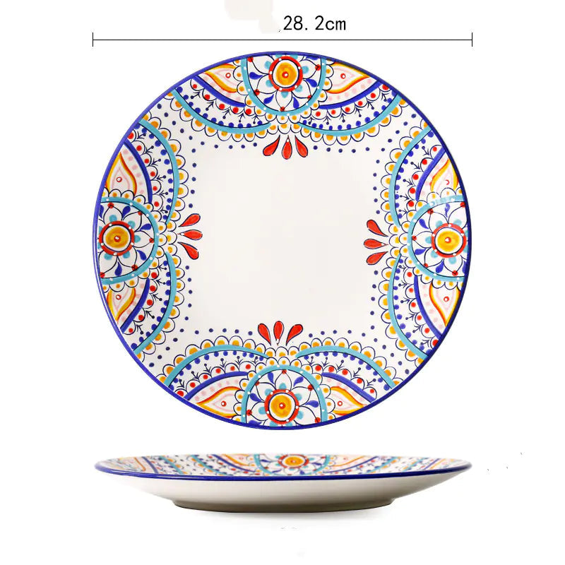 Mediterranean Ceramic Plate Set for Home Dining Kia Day Design