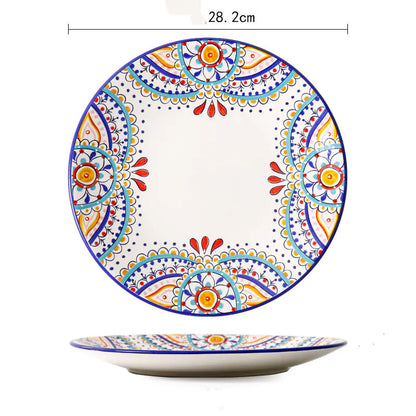 Mediterranean Ceramic Plate Set for Home Dining Kia Day Design