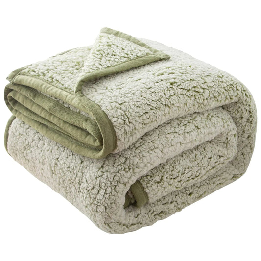 EMME Fuzzy Fleece Warm Blanket 90"x90" Large Queen Size Ultra Soft Warm Sherpa Blanket Microfiber Cozy Blanket for Bed Couch Sofa Lightweight Fuzzy Thick Reversible Blanket (Sage 90"x90") Kia Day Design