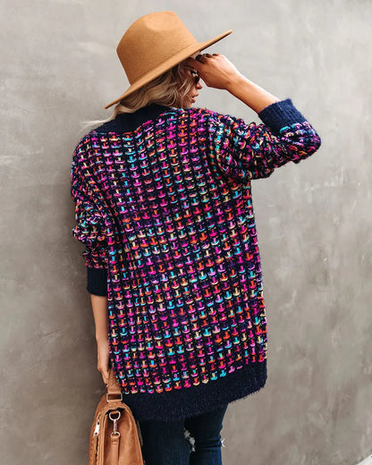 Retro Plaid Slim Fit Women's Sweater Knitwear