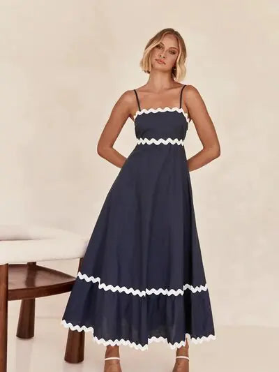 Benny Sleeveless Black Maxi Dress - Navy L - dress