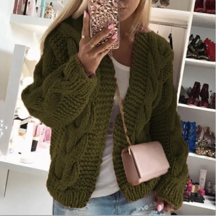 Fall Winter New Women's Chunky Knit Cardigan