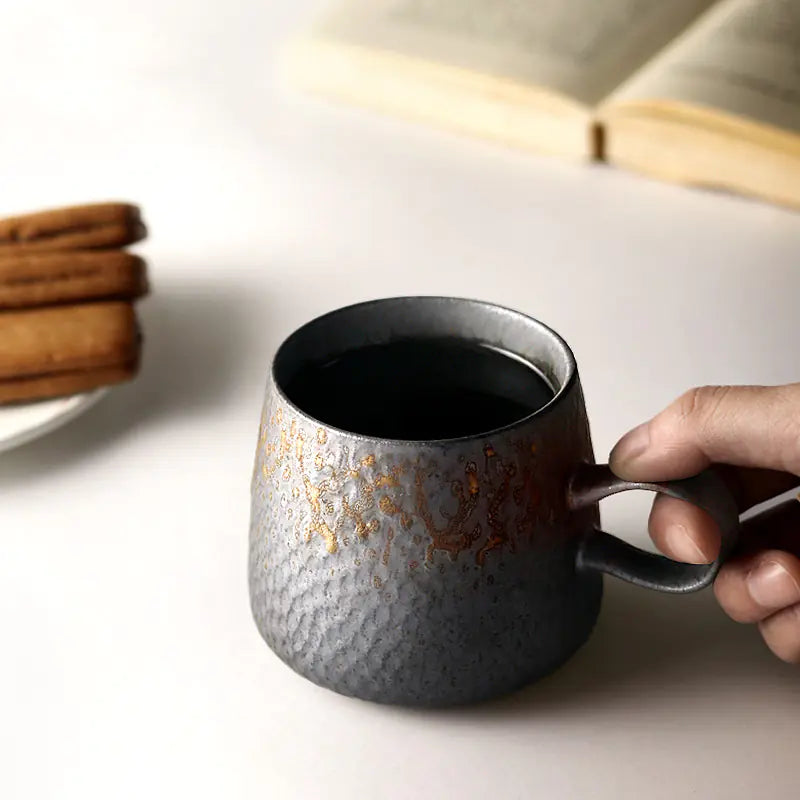Black Vintage Handmade Ceramic Coffee Mug - Kia Day Design
