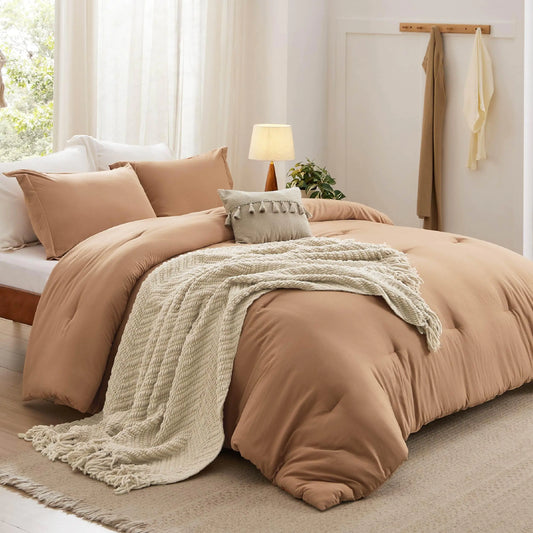 Bedsure King Comforter Set with Throw Blanket - 11 - Burnt Orange Chenille King - bedding set