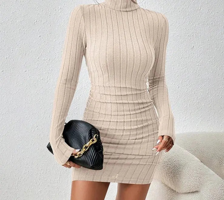 Turtleneck Slim Fit Knitted Dress - Kia Day Design