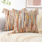 Set of 2 Striped Chenille Tufted Pillow Covers with Tassels Rust - Rust 18" x 18" (Pack of 2) - pillow cover